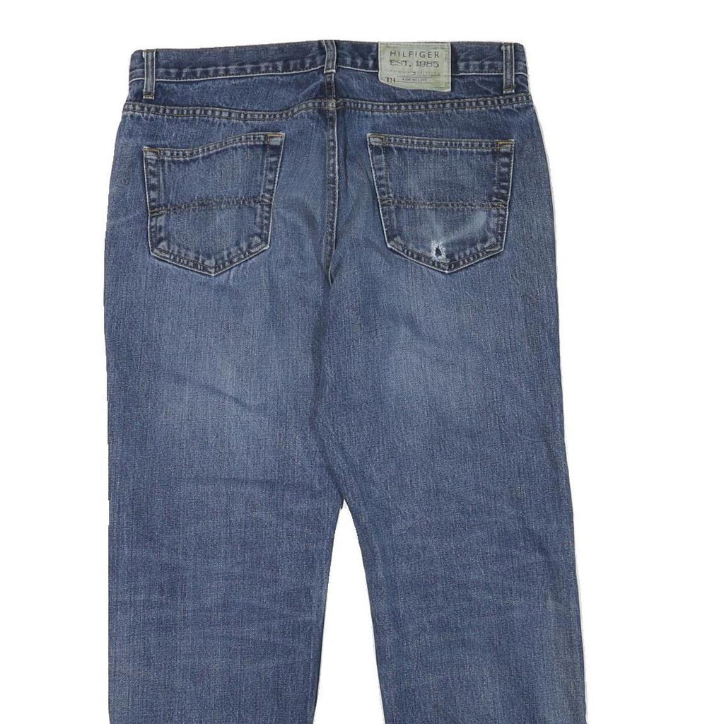 TOMMY HILFIGER Mens Regular Fit Blue Denim Jeans W34 L29 Zip Closure Classic