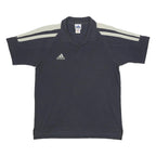 ADIDAS Mens Black & Cream Cotton Blend Short Sleeve Polo Shirt L Classic