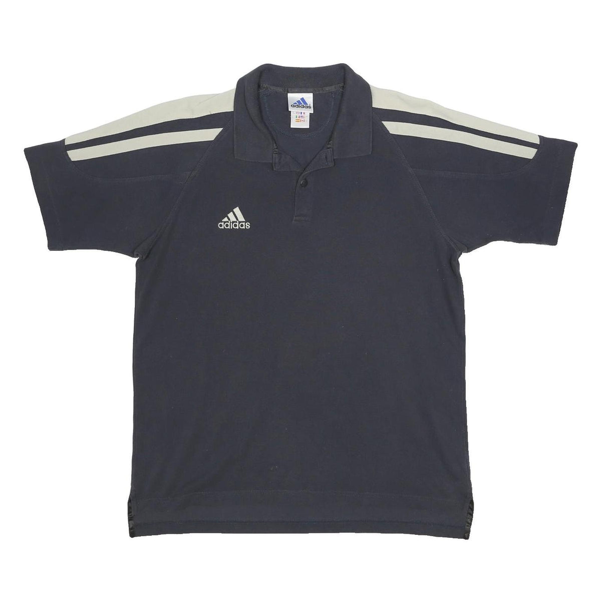 ADIDAS Mens Black & Cream Cotton Blend Short Sleeve Polo Shirt L Classic