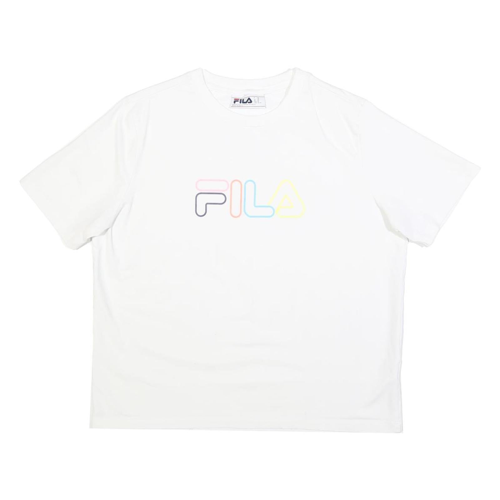 FILA Womens White XL Cotton Blend T-Shirt Short Sleeve Crew Neck Logo Graphic