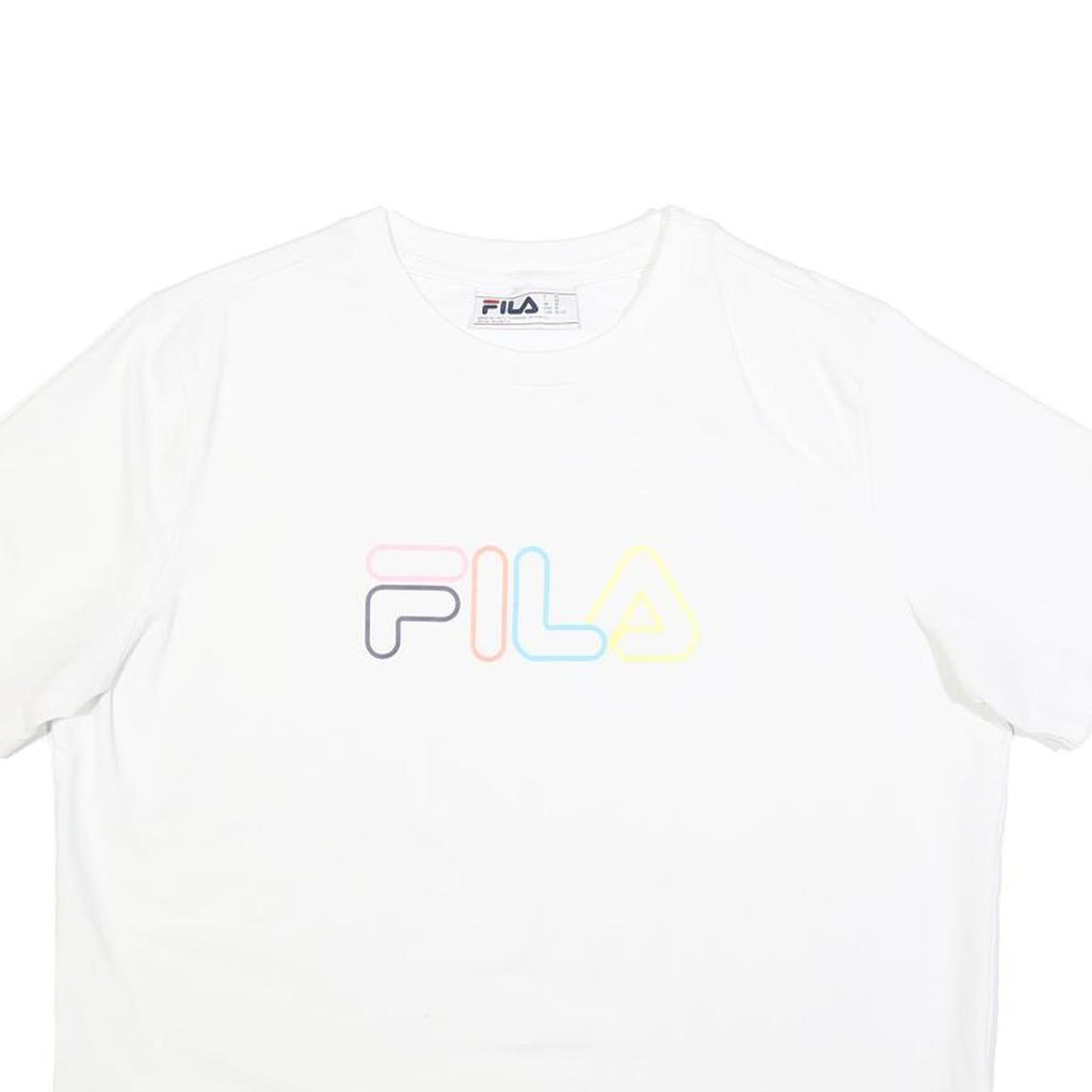 FILA Womens White XL Cotton Blend T-Shirt Short Sleeve Crew Neck Logo Graphic