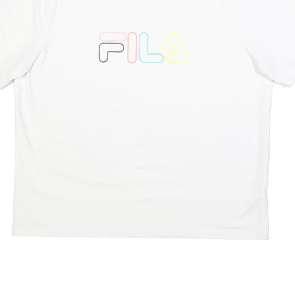 FILA Womens White XL Cotton Blend T-Shirt Short Sleeve Crew Neck Logo Graphic