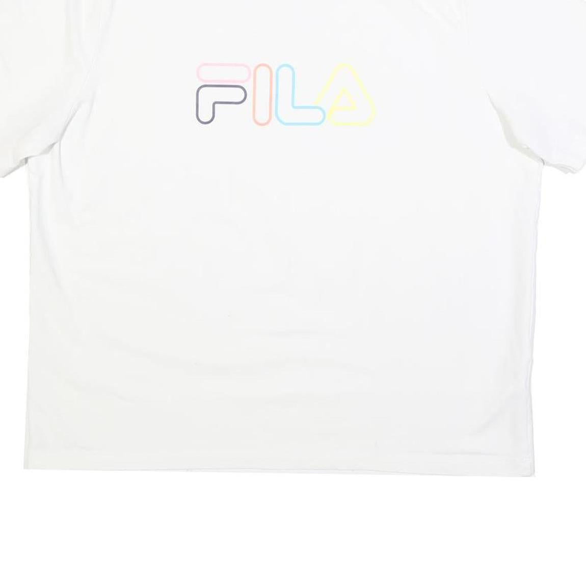 FILA Womens White XL Cotton Blend T-Shirt Short Sleeve Crew Neck Logo Graphic