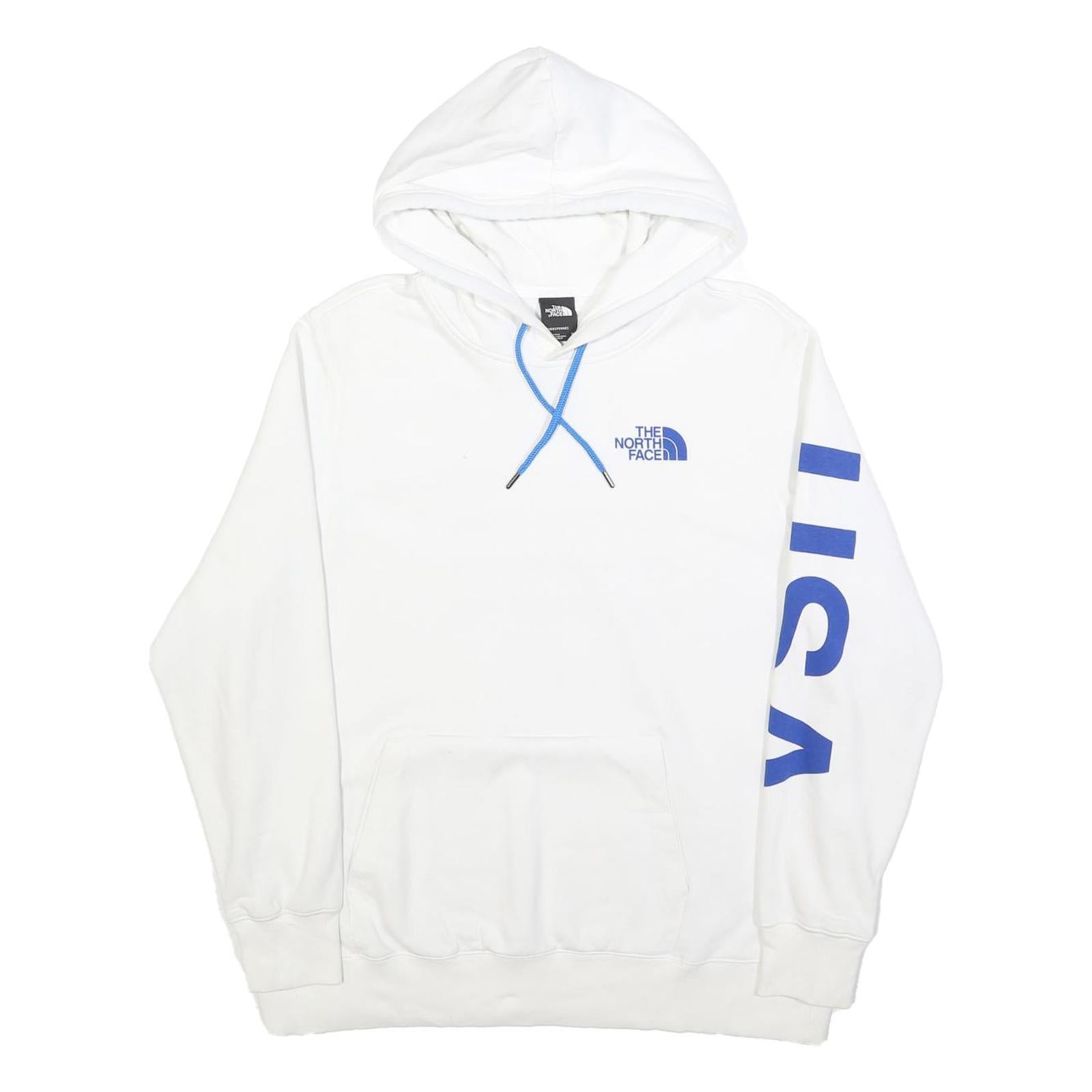 THE NORTH FACE Womens White & Blue Printed Pullover Hoodie XL USA Flag Graphic