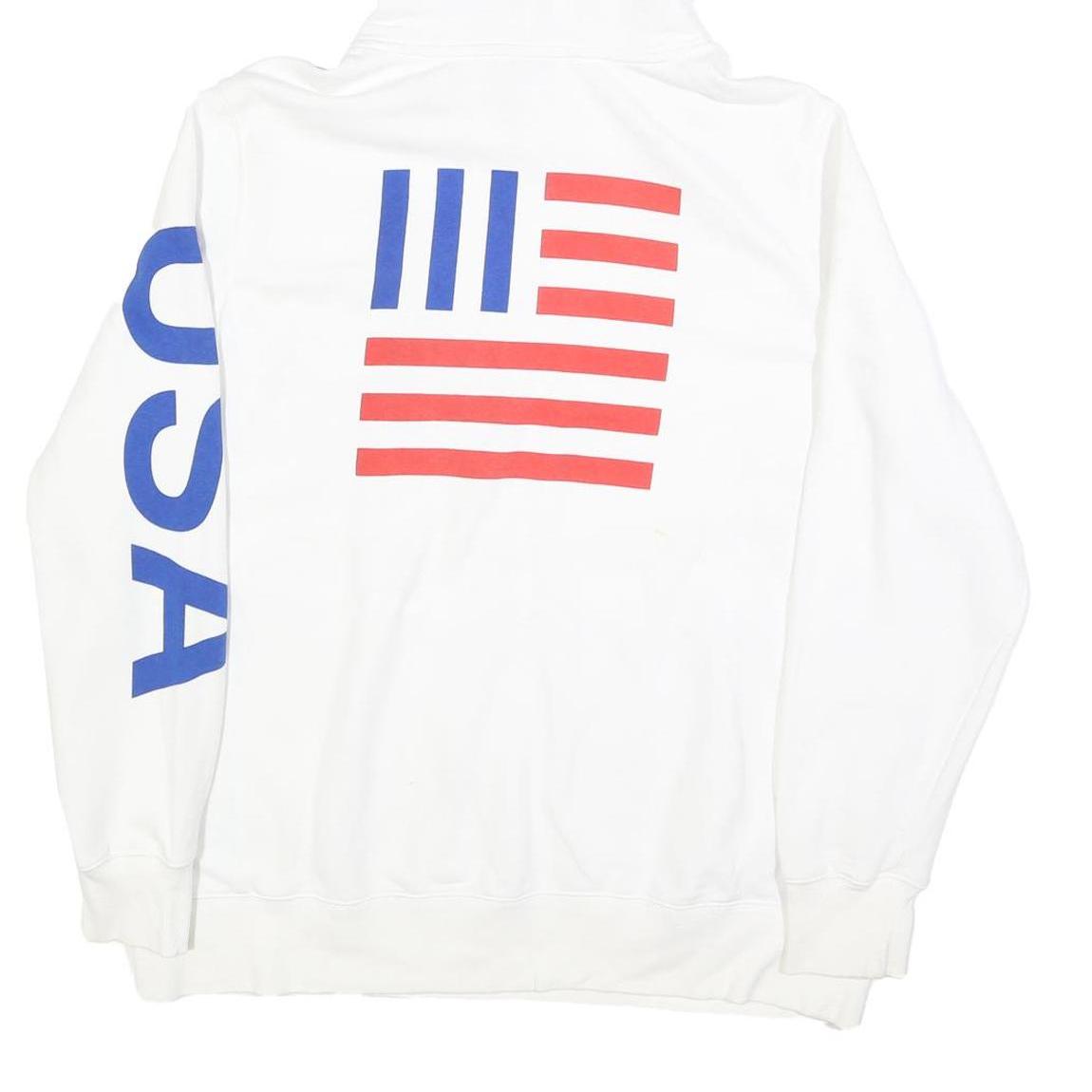 THE NORTH FACE Womens White & Blue Printed Pullover Hoodie XL USA Flag Graphic