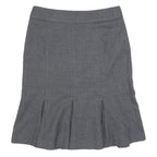 TED BAKER Womens Grey Pleated Midi Woven Cotton Blend Skirt S Elegant Workwear