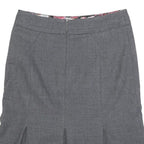 TED BAKER Womens Grey Pleated Midi Woven Cotton Blend Skirt S Elegant Workwear