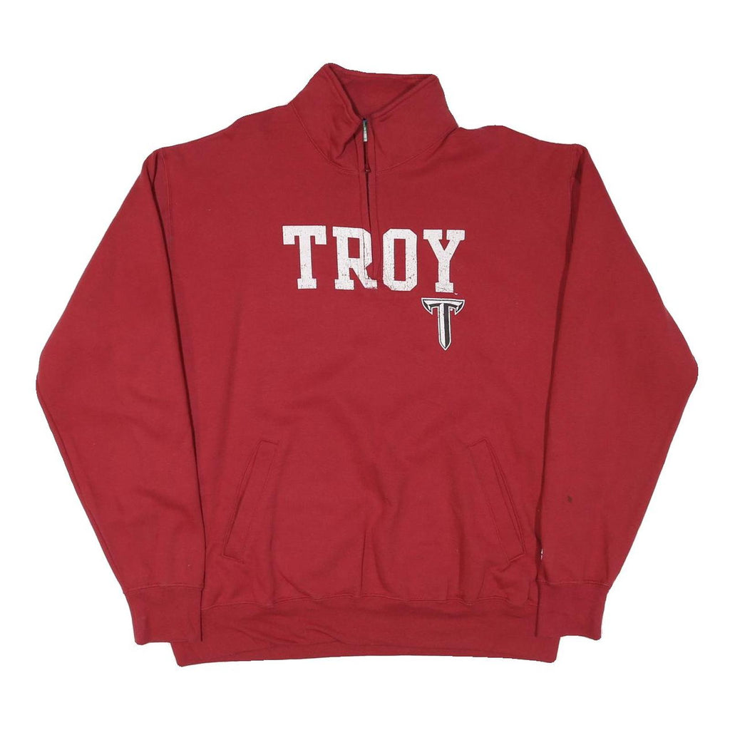 CHAMPION Mens Red Troy 1/4 Zip XL Sweatshirt Cotton Blend College Style
