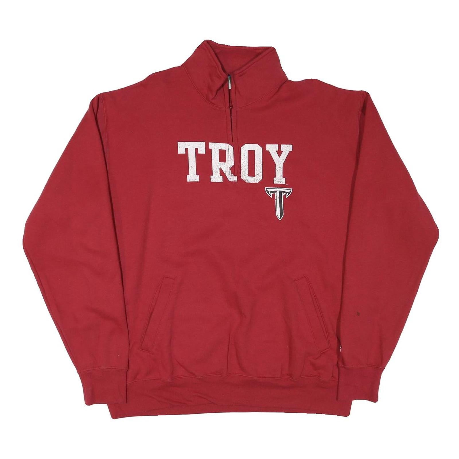 CHAMPION Mens Red Troy 1/4 Zip XL Sweatshirt Cotton Blend College Style