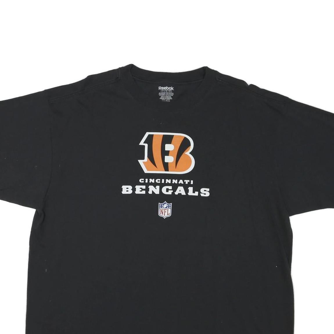 REEBOK Mens Black Cincinnati Bengals Graphic T-Shirt L Short Sleeve Crew Neck