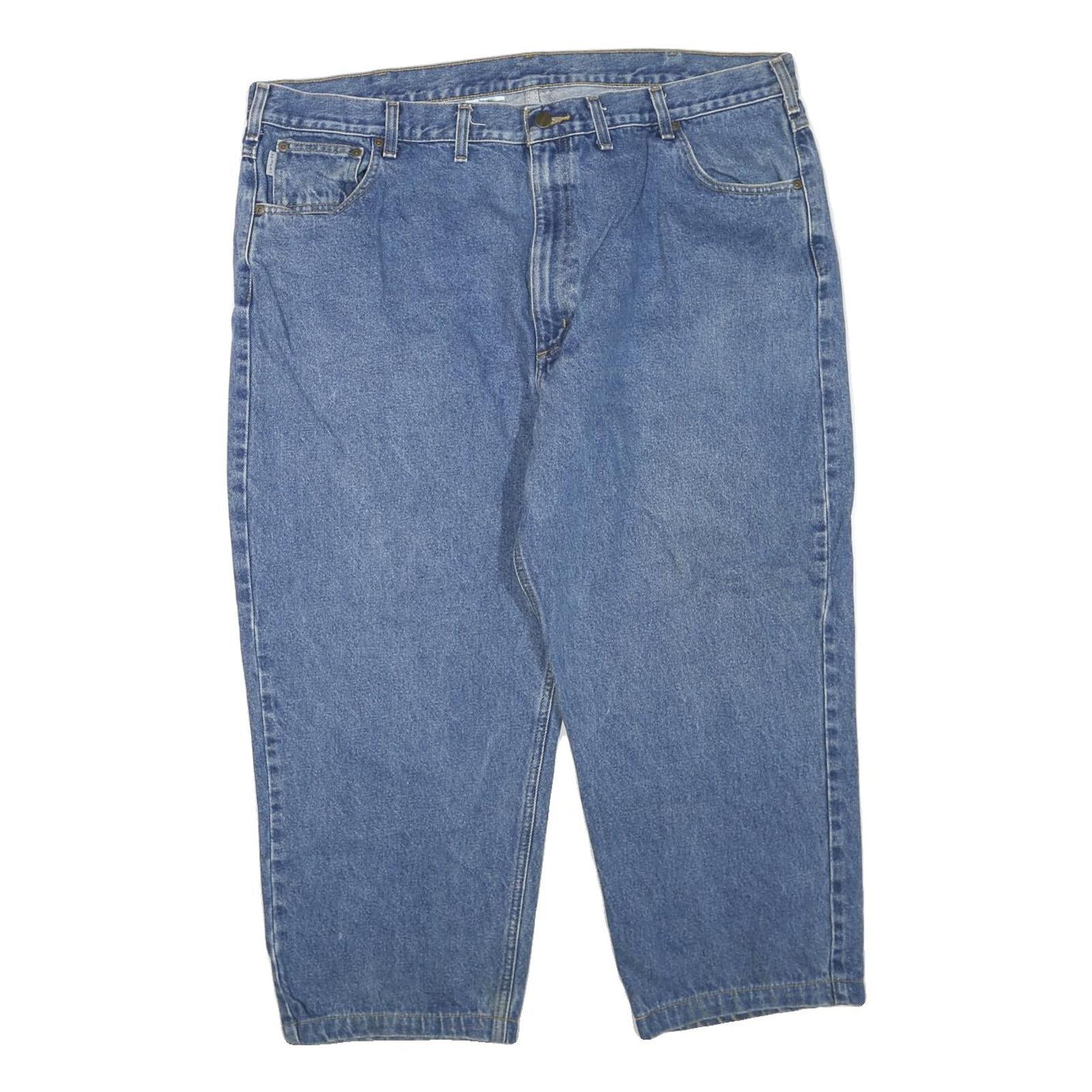 CARHARTT Mens Regular Fit Blue Denim Jeans W46 L25 Workwear Zip Closure