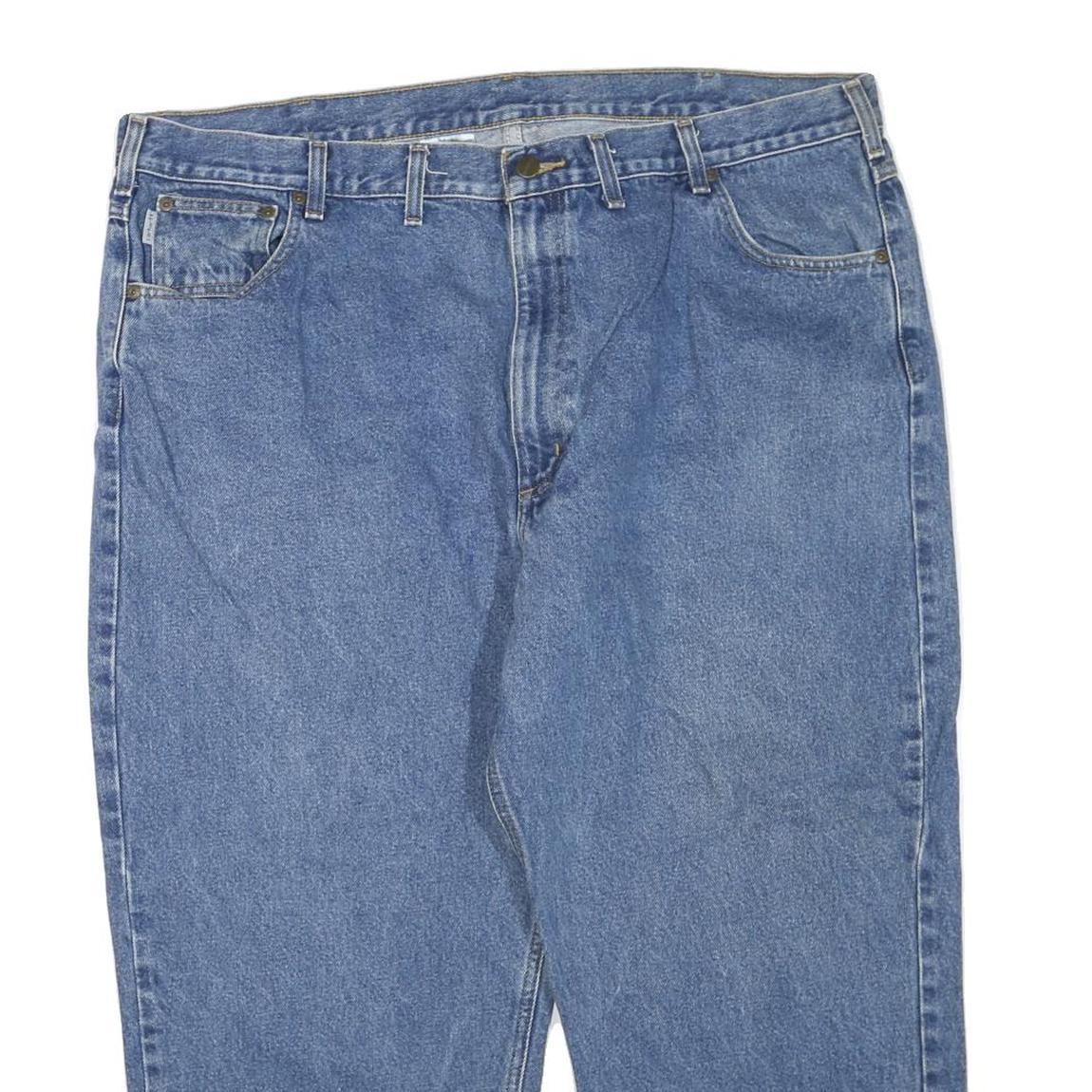 CARHARTT Mens Regular Fit Blue Denim Jeans W46 L25 Workwear Zip Closure