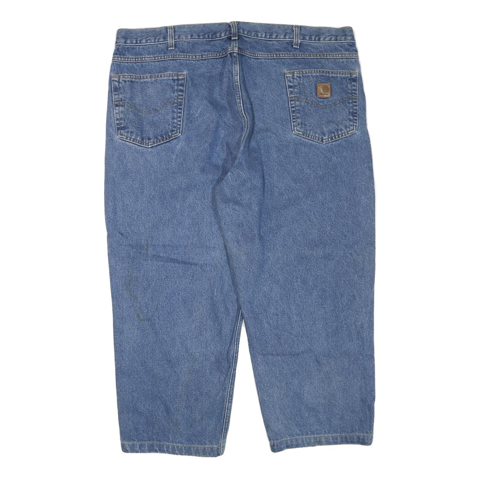 CARHARTT Mens Regular Fit Blue Denim Jeans W46 L25 Workwear Zip Closure