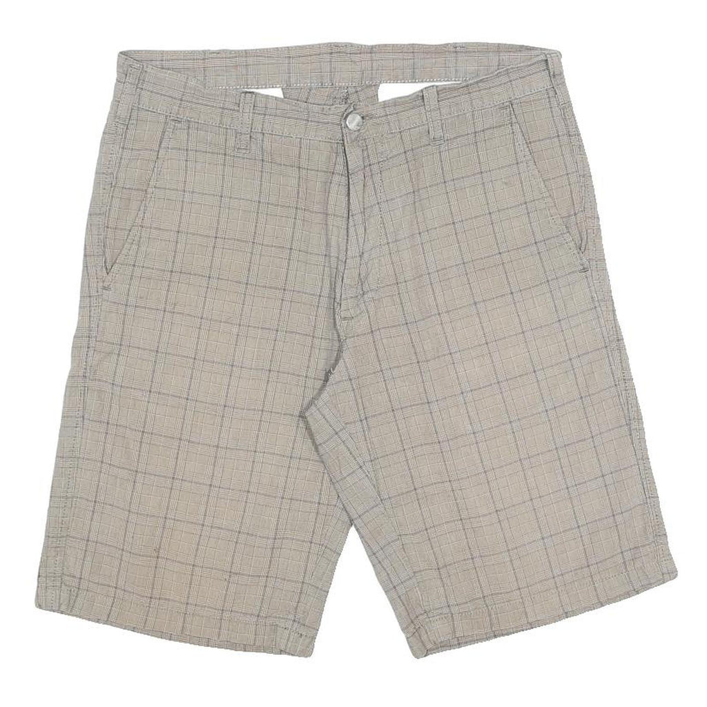 CARHARTT Mens Shorts Beige Check M W32 Casual Cotton Workwear