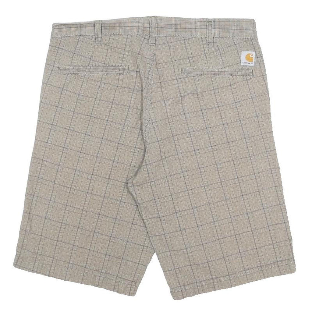 CARHARTT Mens Shorts Beige Check M W32 Casual Cotton Workwear