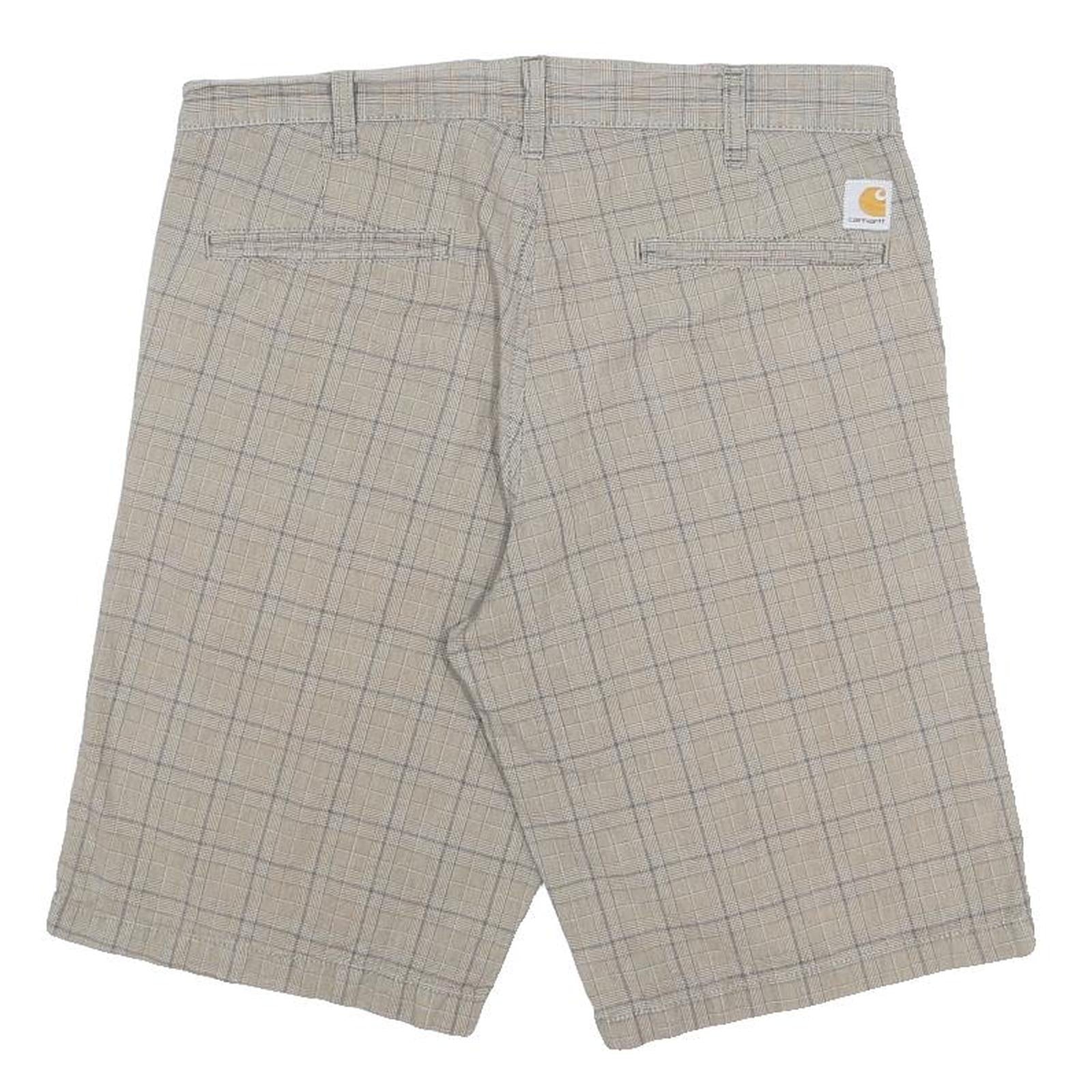 CARHARTT Mens Shorts Beige Check M W32 Casual Cotton Workwear