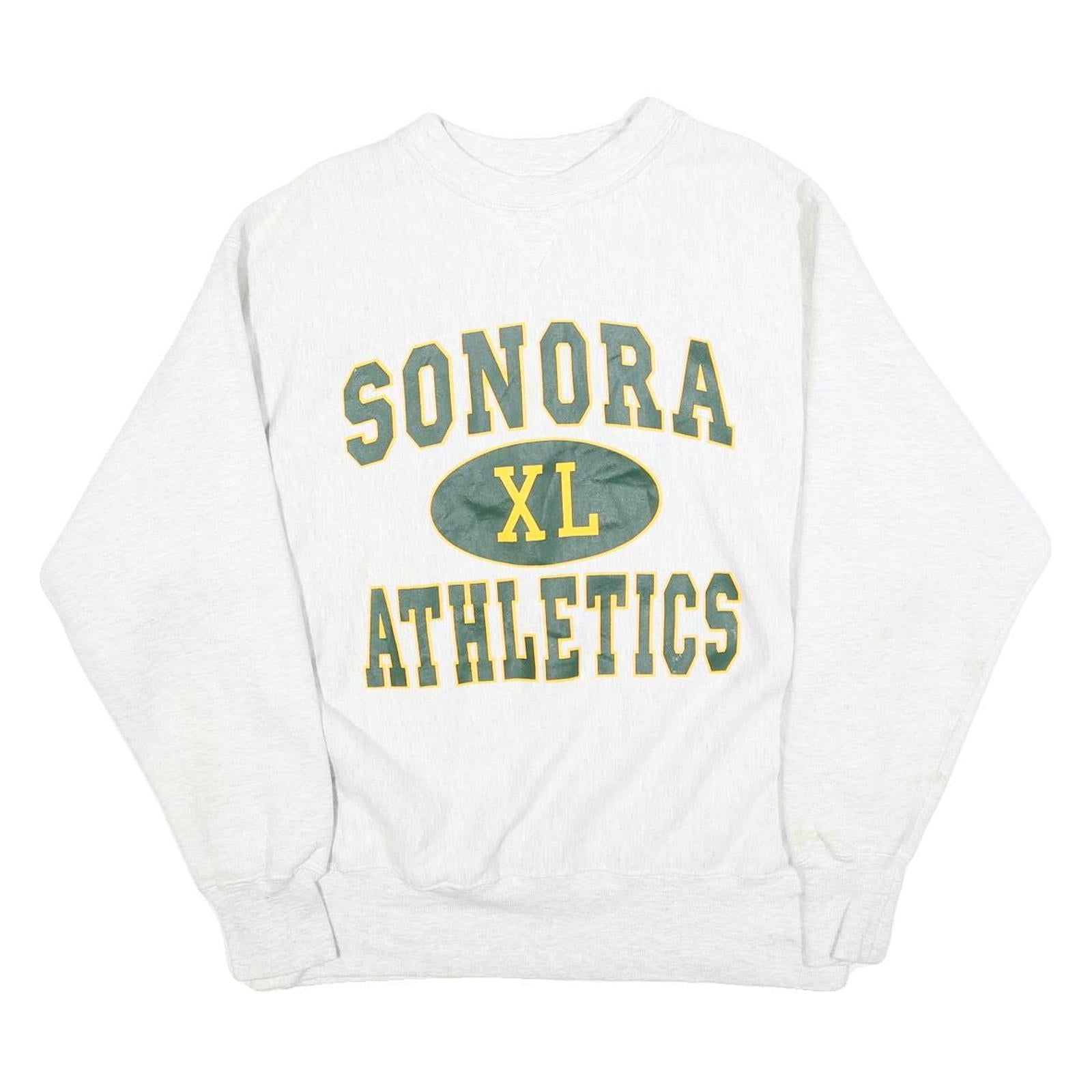 DELONG Mens White Sonora Athletics Crew Neck M Cotton Blend Sweatshirt Retro