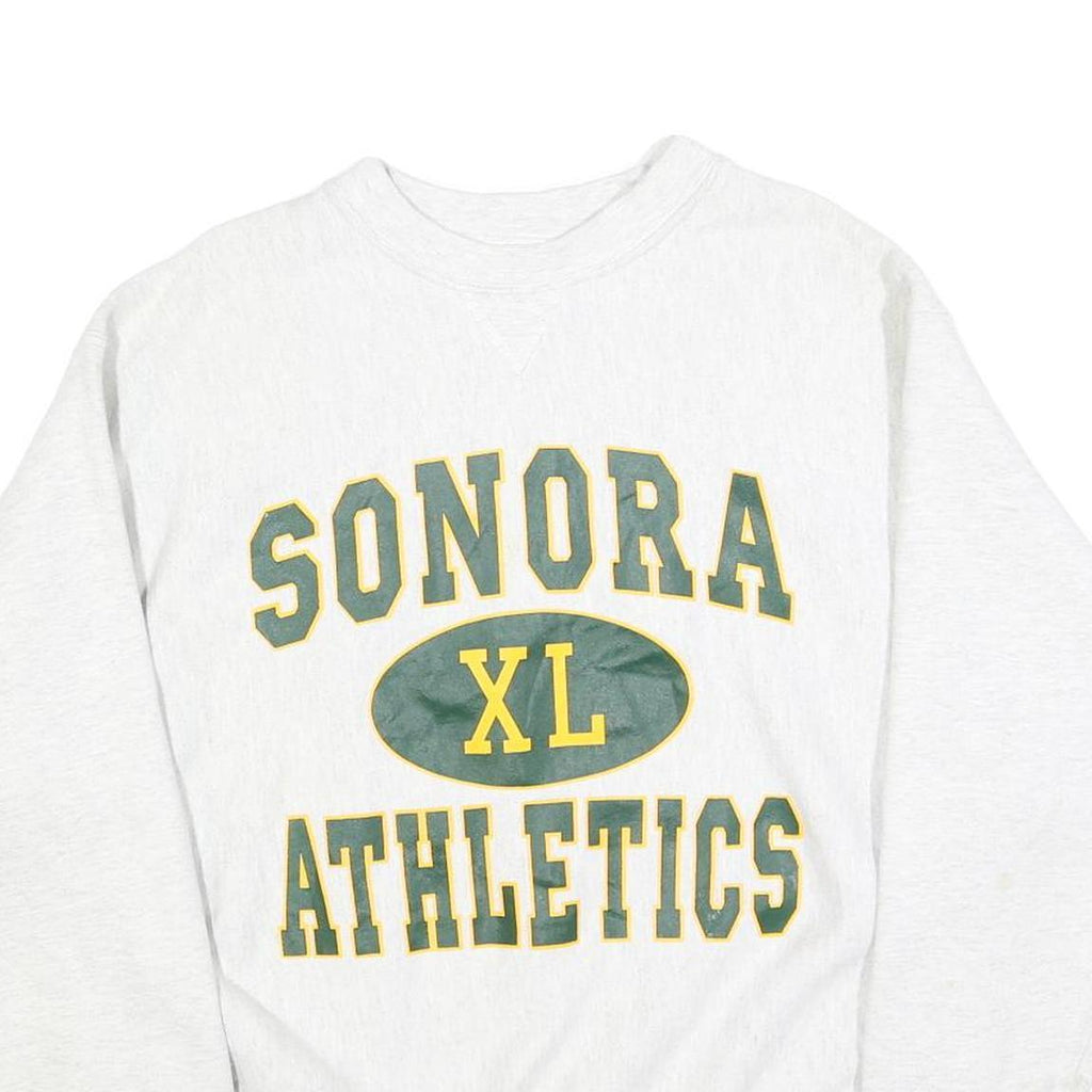DELONG Mens White Sonora Athletics Crew Neck M Cotton Blend Sweatshirt Retro
