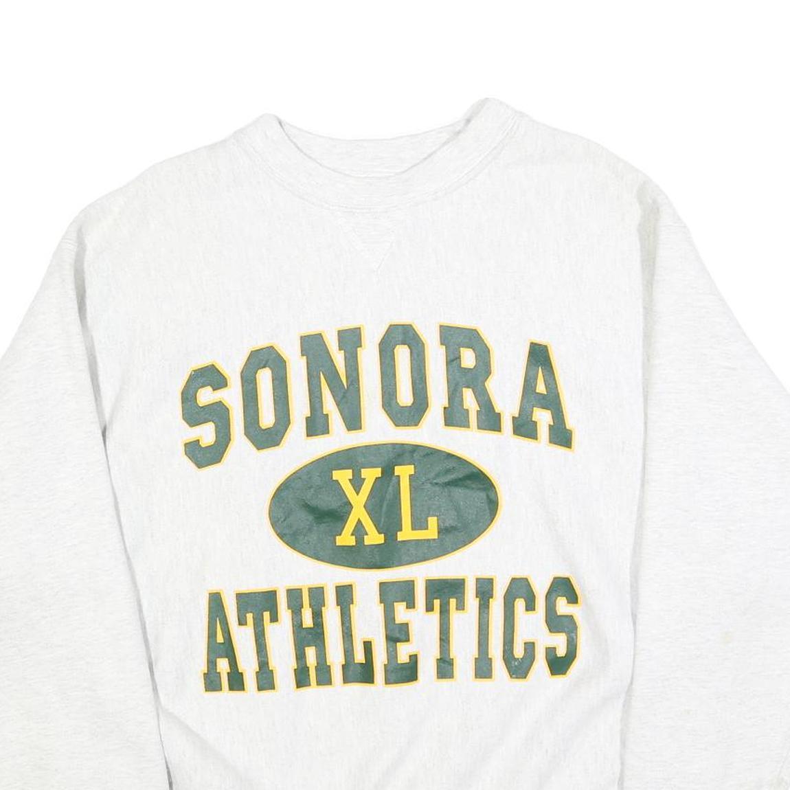 DELONG Mens White Sonora Athletics Crew Neck M Cotton Blend Sweatshirt Retro