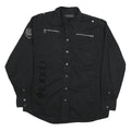 COOGI Mens Black Cotton Blend Shirt 2XL Long Sleeve Button Front Embroidered