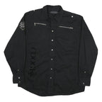 COOGI Mens Black Cotton Blend Shirt 2XL Long Sleeve Button Front Embroidered