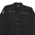 COOGI Mens Black Cotton Blend Shirt 2XL Long Sleeve Button Front Embroidered