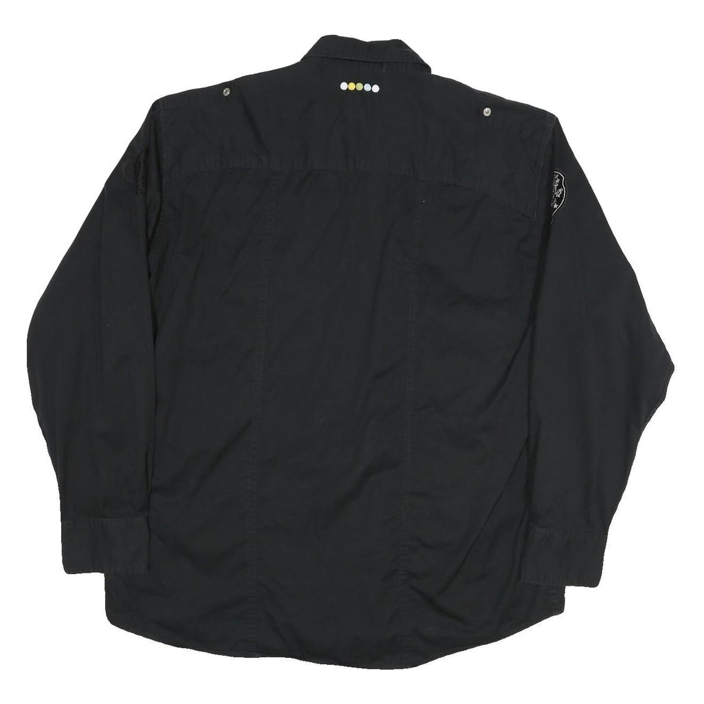 COOGI Mens Black Cotton Blend Shirt 2XL Long Sleeve Button Front Embroidered
