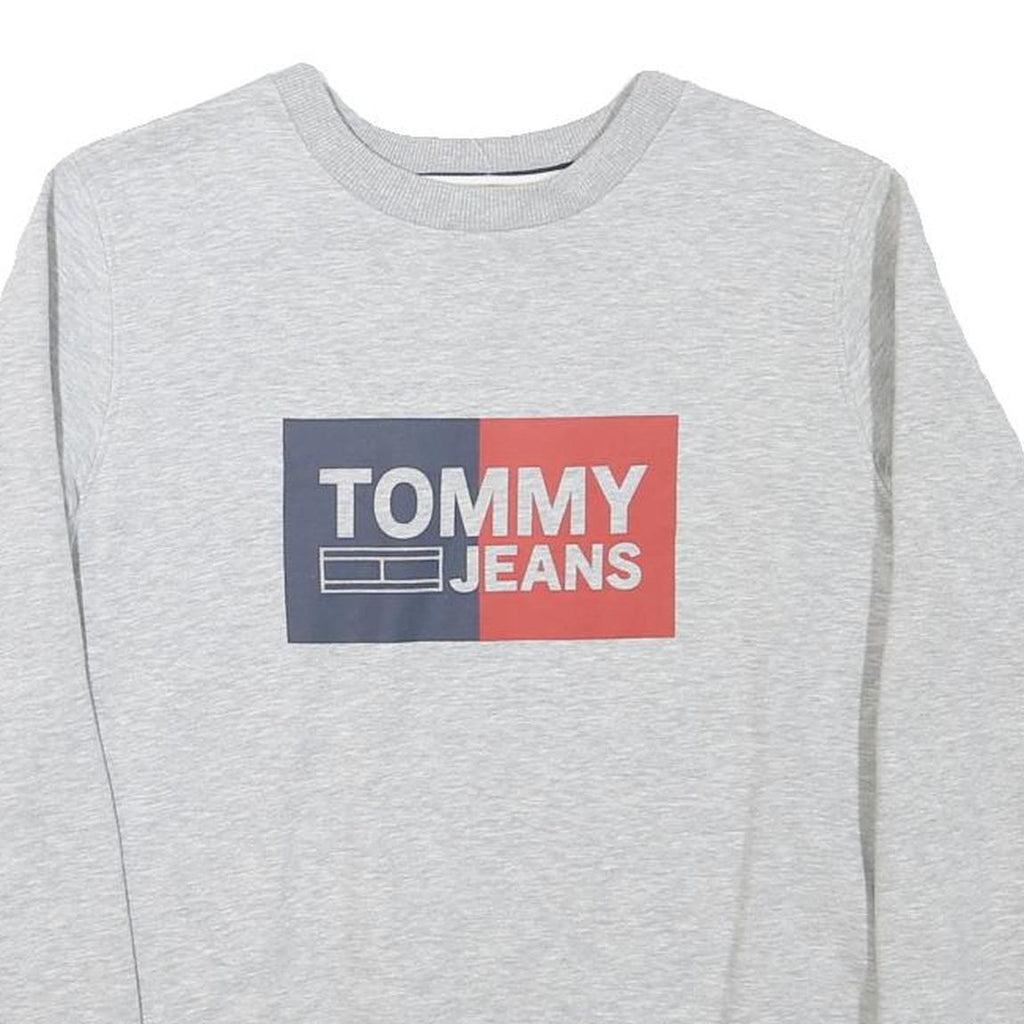 TOMMY HILFIGER Mens Grey Tommy Jeans Crew Neck M Sweatshirt Cotton Blend Logo