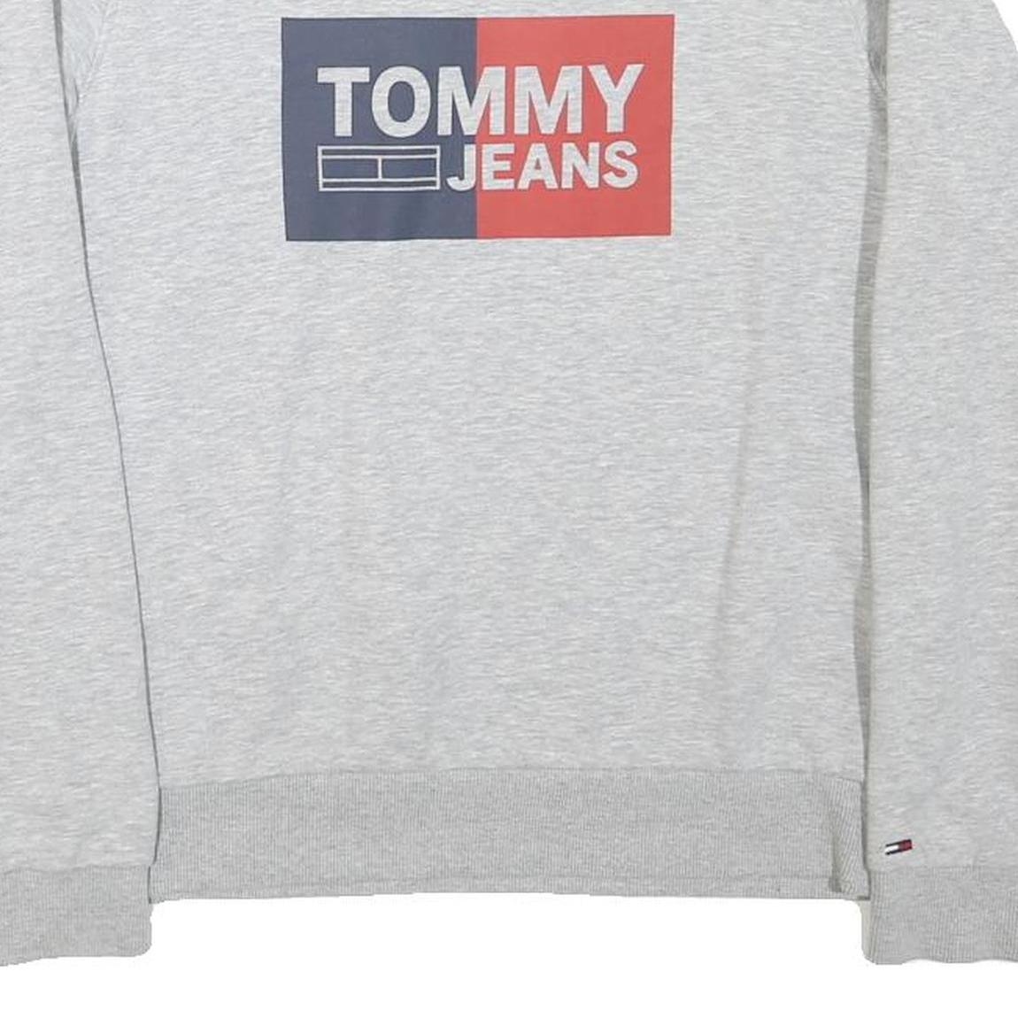 TOMMY HILFIGER Mens Grey Tommy Jeans Crew Neck M Sweatshirt Cotton Blend Logo