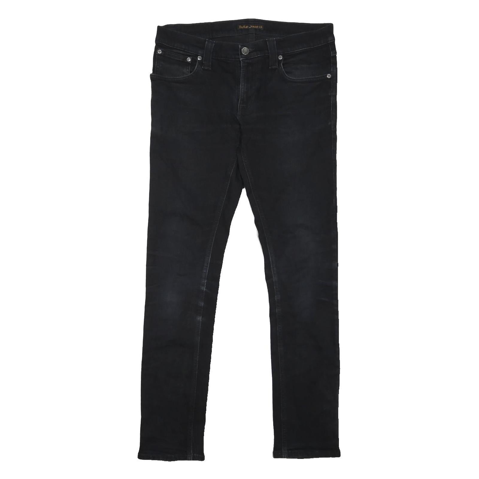 NUDIE JEANS CO Womens Slim Black Denim Trousers W31 L30 Stylish Casual