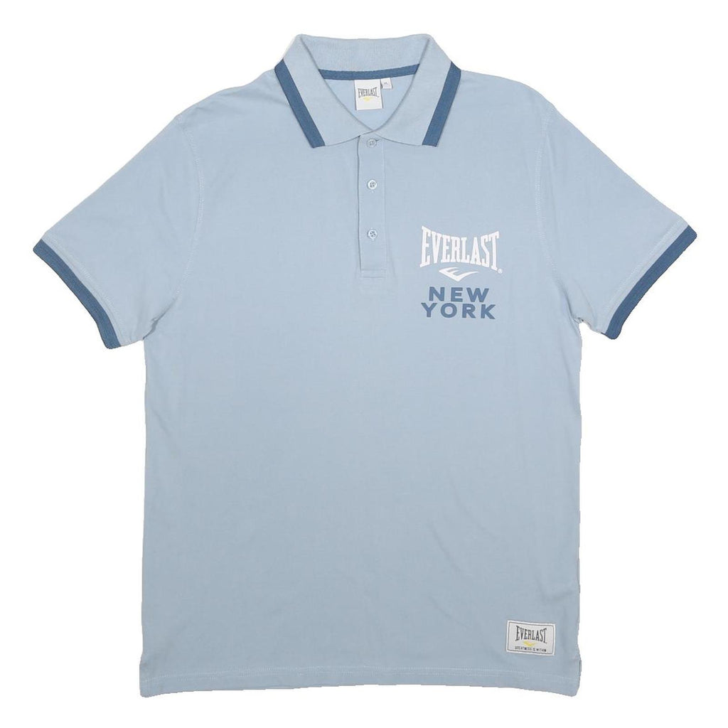 EVERLAST Mens Light Blue & Navy New York Short Sleeve Polo Shirt XL