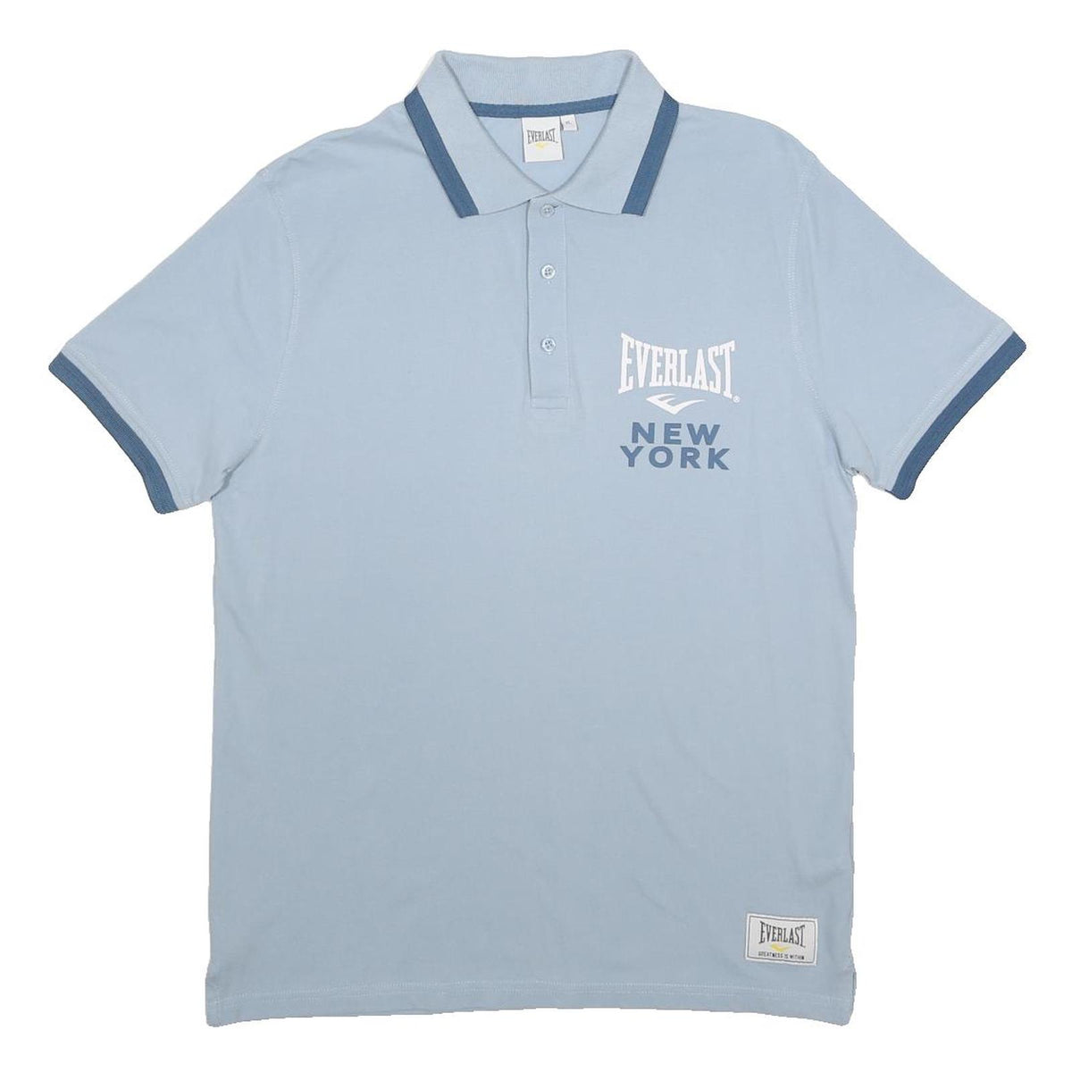 EVERLAST Mens Light Blue & Navy New York Short Sleeve Polo Shirt XL
