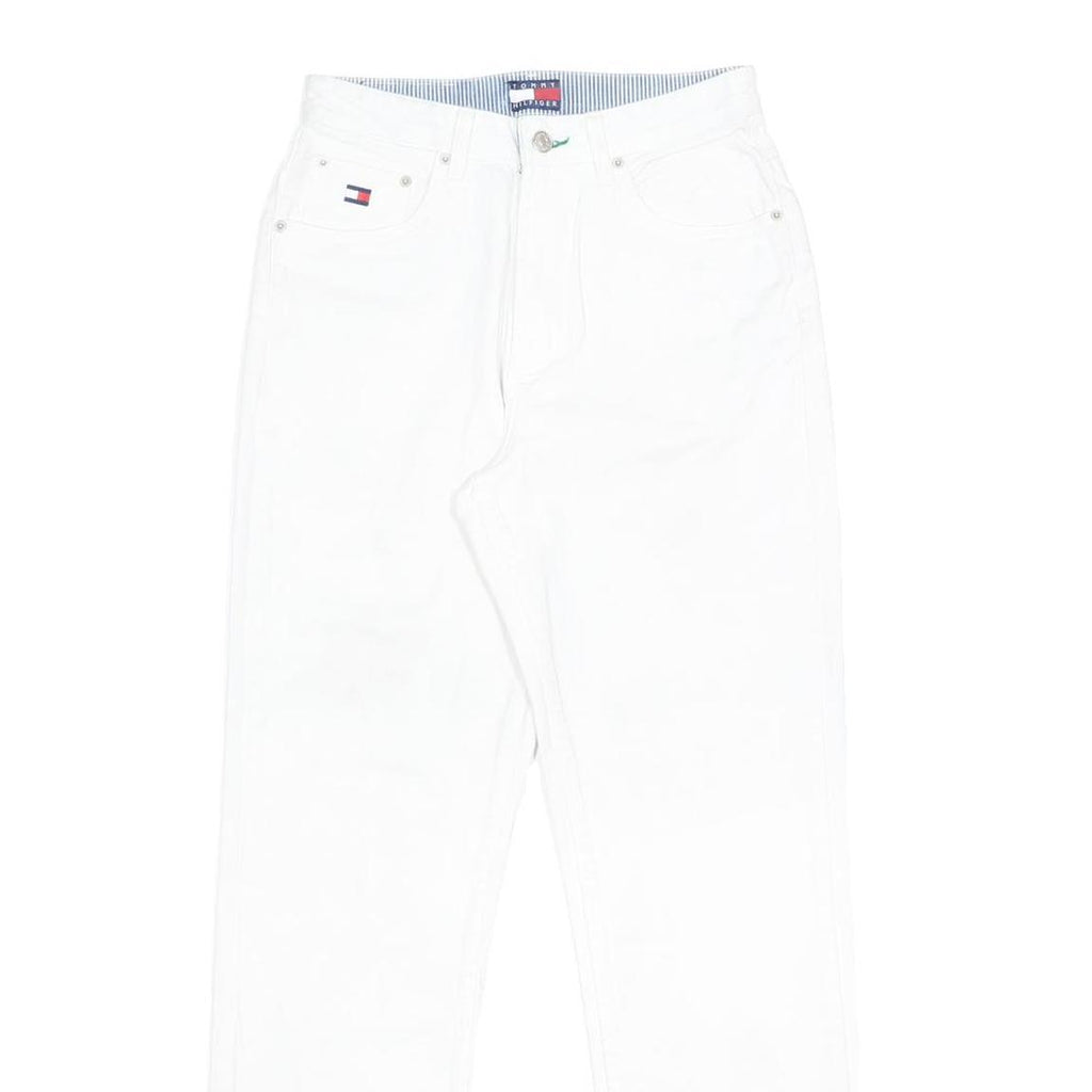 TOMMY HILFIGER Womens Jeans White Regular Straight Denim W27 L30 Zip Cotton