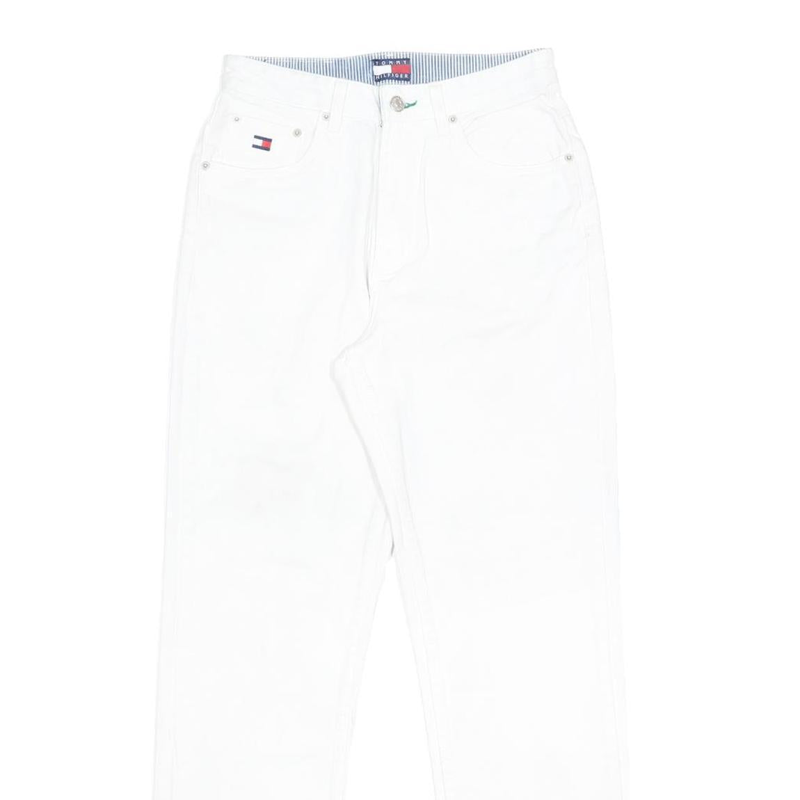 TOMMY HILFIGER Womens Jeans White Regular Straight Denim W27 L30 Zip Cotton