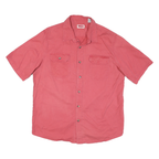 WRANGLER Mens Red Cotton Blend Casual Short Sleeve Shirt L Button Pockets