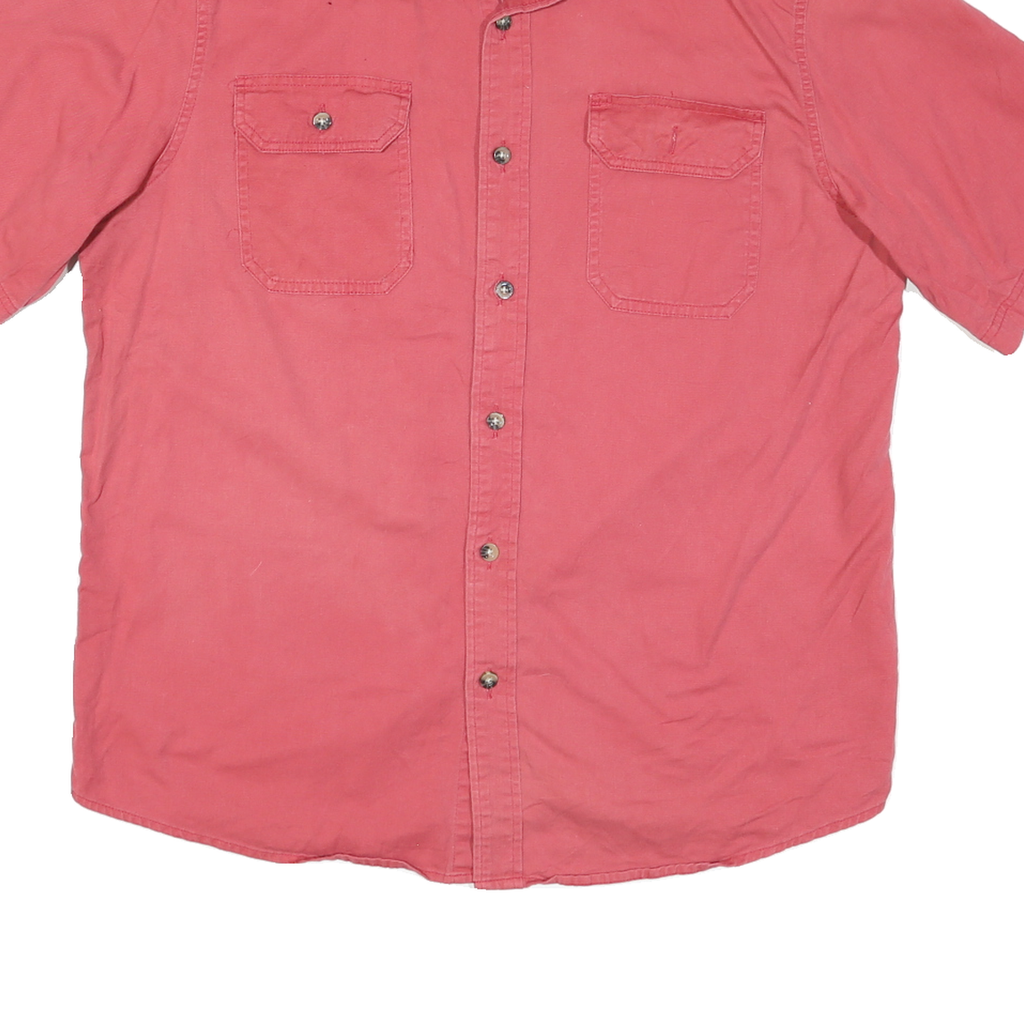 WRANGLER Mens Red Cotton Blend Casual Short Sleeve Shirt L Button Pockets