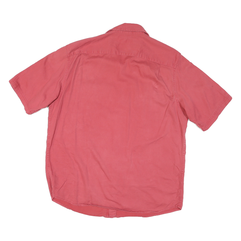 WRANGLER Mens Red Cotton Blend Casual Short Sleeve Shirt L Button Pockets