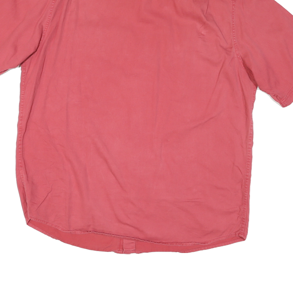 WRANGLER Mens Red Cotton Blend Casual Short Sleeve Shirt L Button Pockets