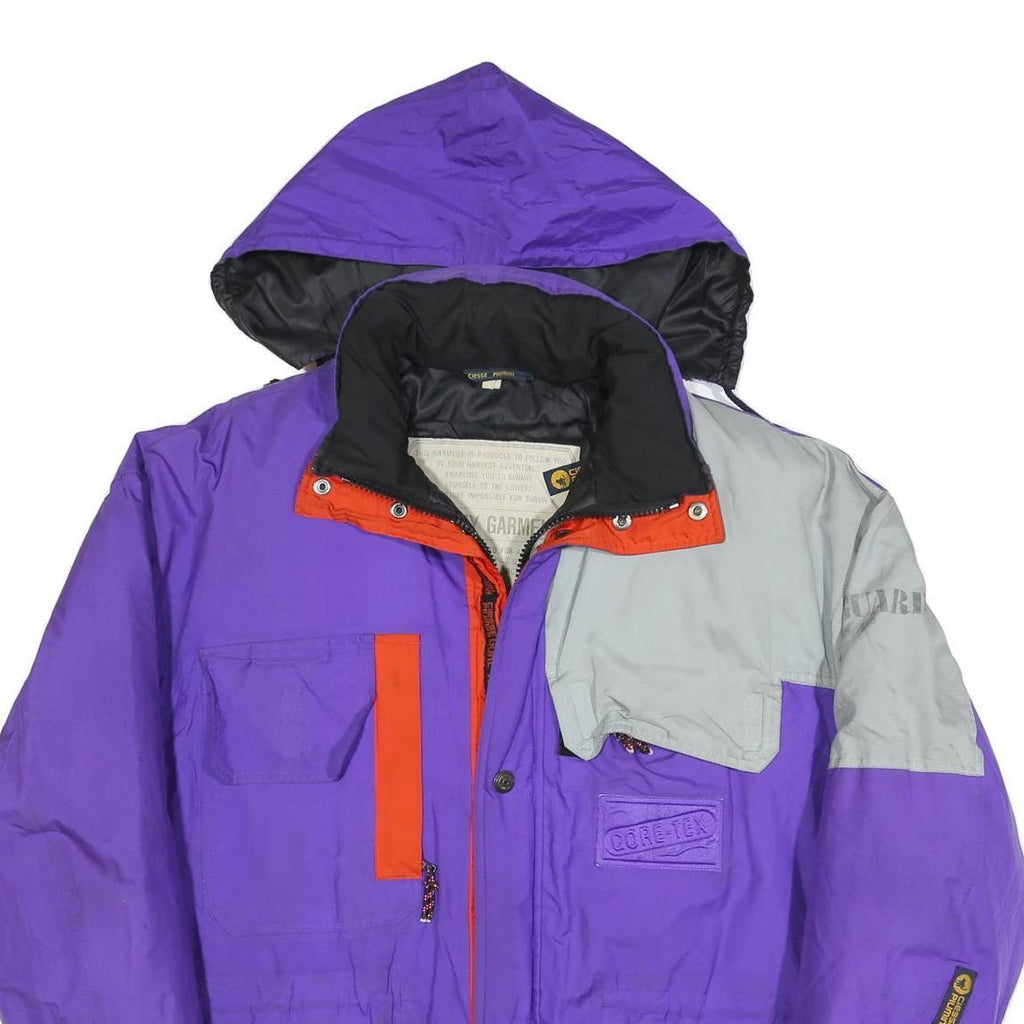 CLESSE PIUMINI Mens Purple & Grey Outdoor Jacket L Polyester Blend Zip Hooded