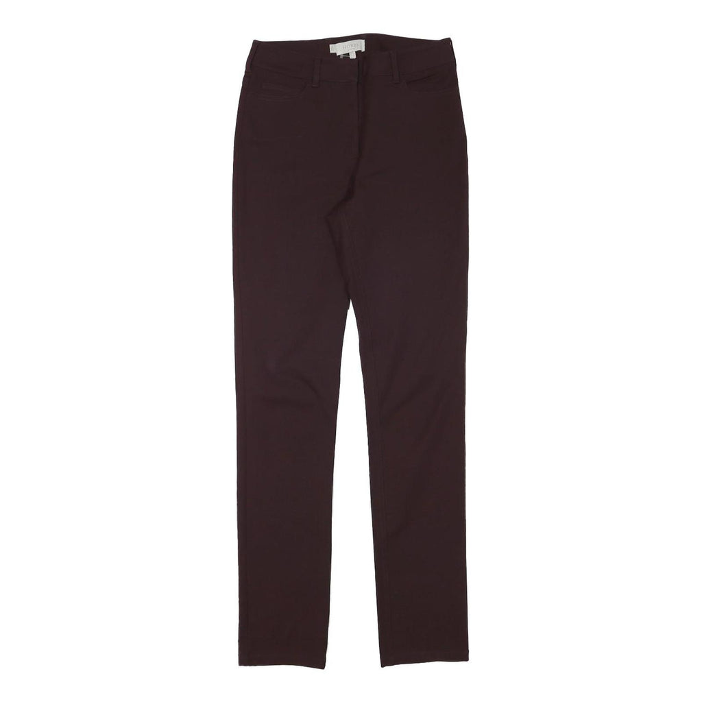 HOBBS LONDON Womens Polyester Blend Slim Burgundy Trousers W26 L30 Zip