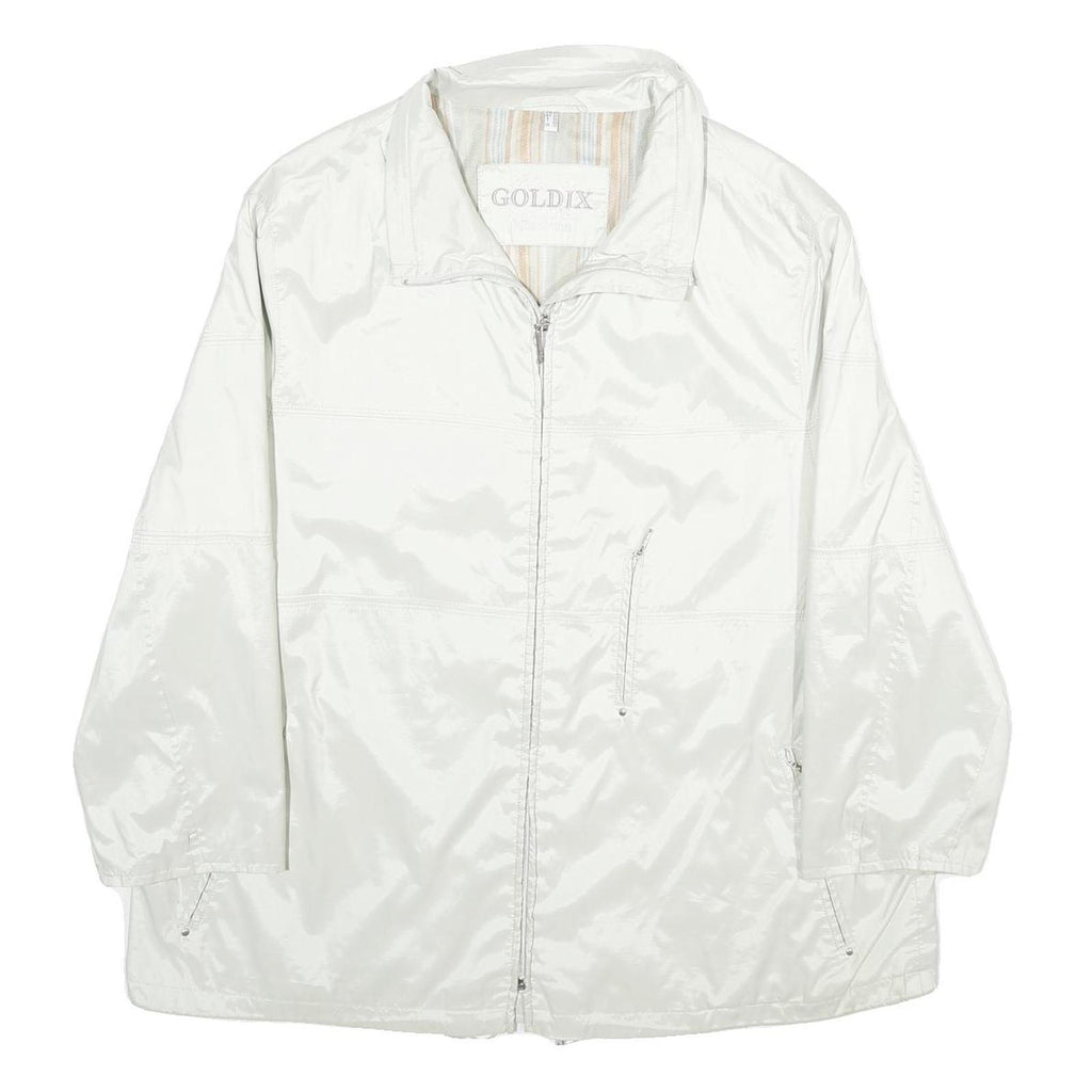 GOLDIX Womens White Zip Jacket UK 22 Plain Lightweight Casual Outerwear