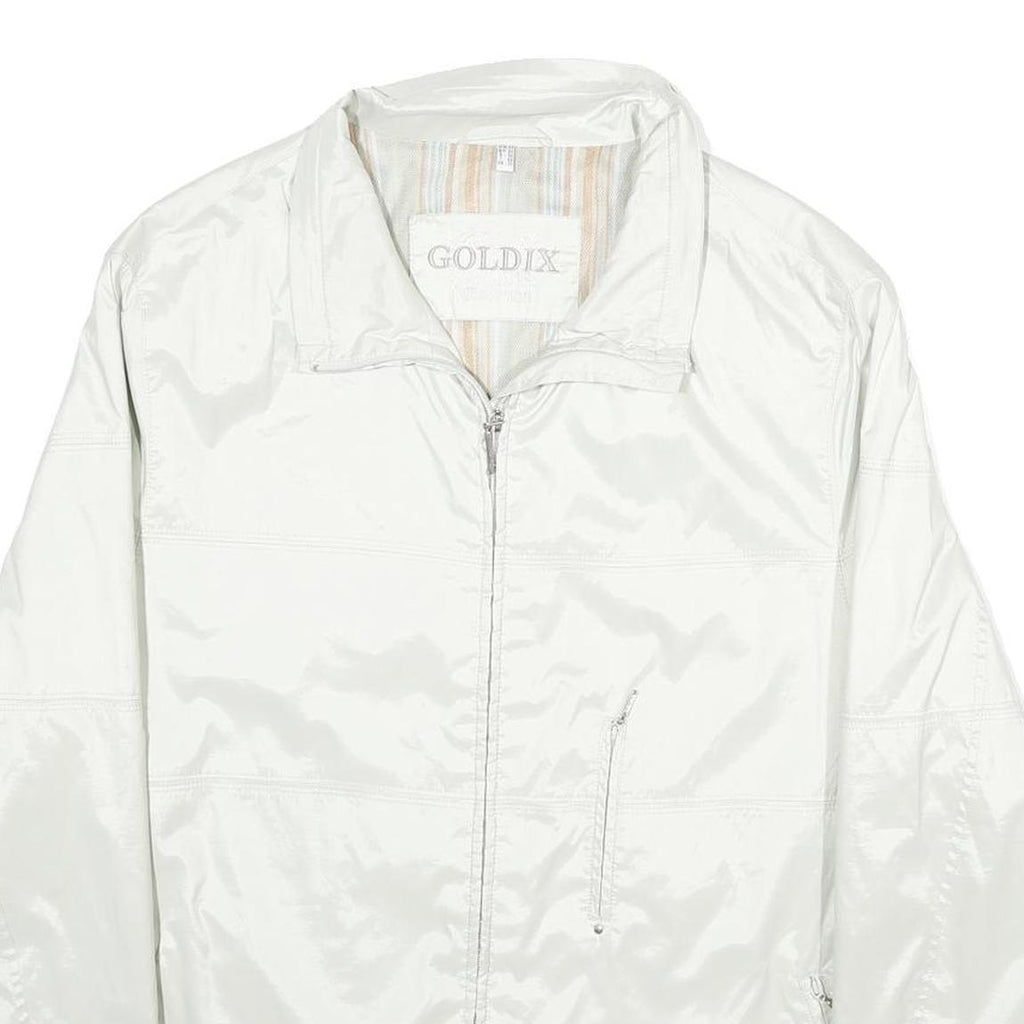 GOLDIX Womens White Zip Jacket UK 22 Plain Lightweight Casual Outerwear
