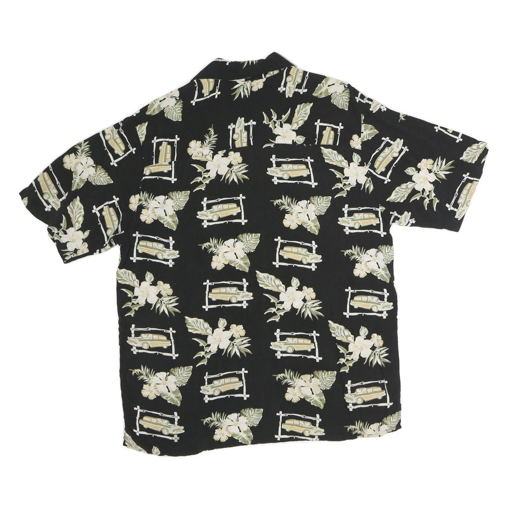 KNIGHTSBRIDGE Mens Black Hawaiian Shirt M Floral Print Casual Summer Wear