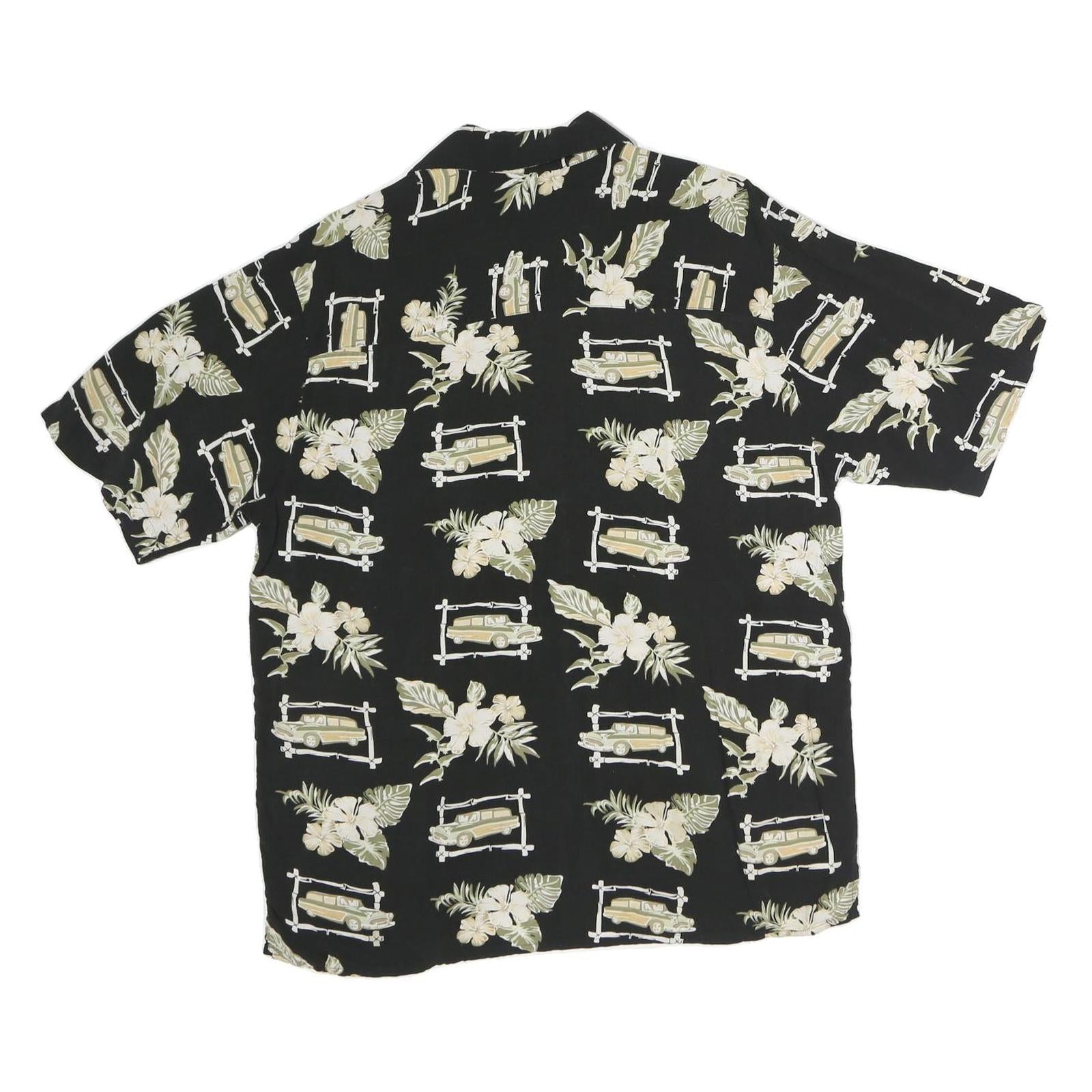 KNIGHTSBRIDGE Mens Black Hawaiian Shirt M Floral Print Casual Summer Wear