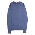 TOMMY HILFIGER Mens Jumper Blue Crew Neck Tight Knit XS