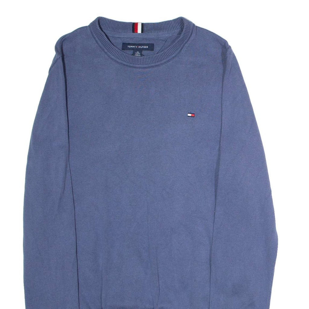 TOMMY HILFIGER Mens Jumper Blue Crew Neck Tight Knit XS