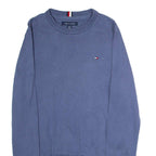 TOMMY HILFIGER Mens Jumper Blue Crew Neck Tight Knit XS