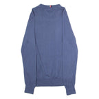 TOMMY HILFIGER Mens Jumper Blue Crew Neck Tight Knit XS