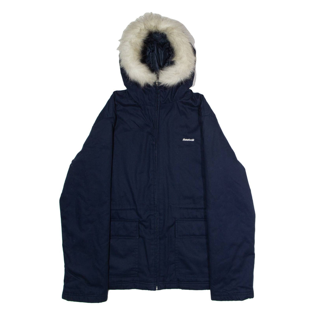 REEBOK Womens Parka Jacket Blue Hooded UK 14