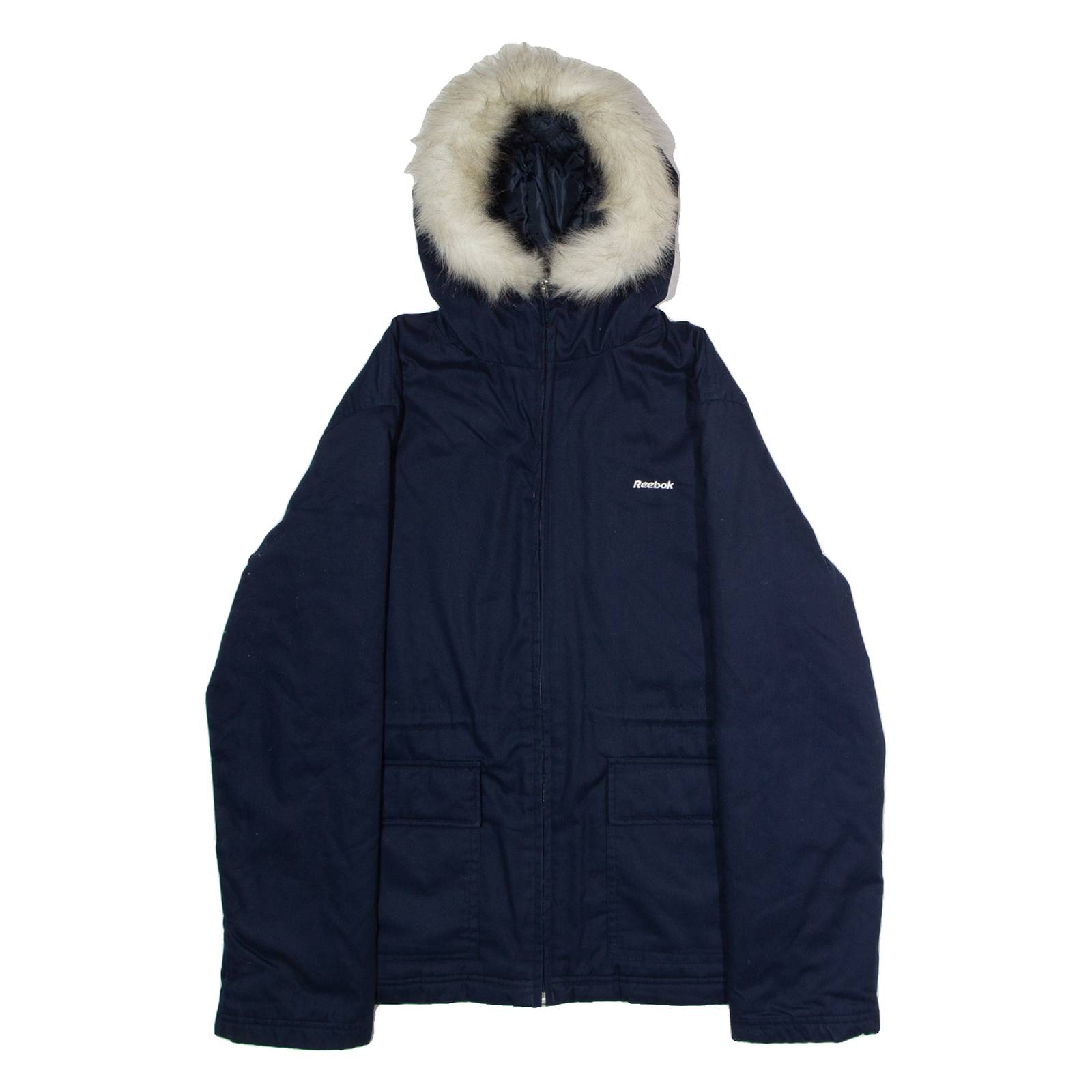 REEBOK Womens Parka Jacket Blue Hooded UK 14